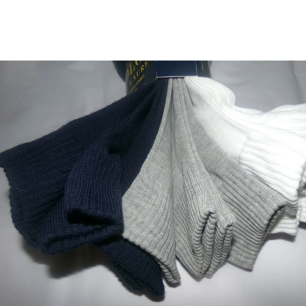 Polo Ralph Lauren Mens 6 Pack Classic Sport Crew Socks Navy Grey White NIP
